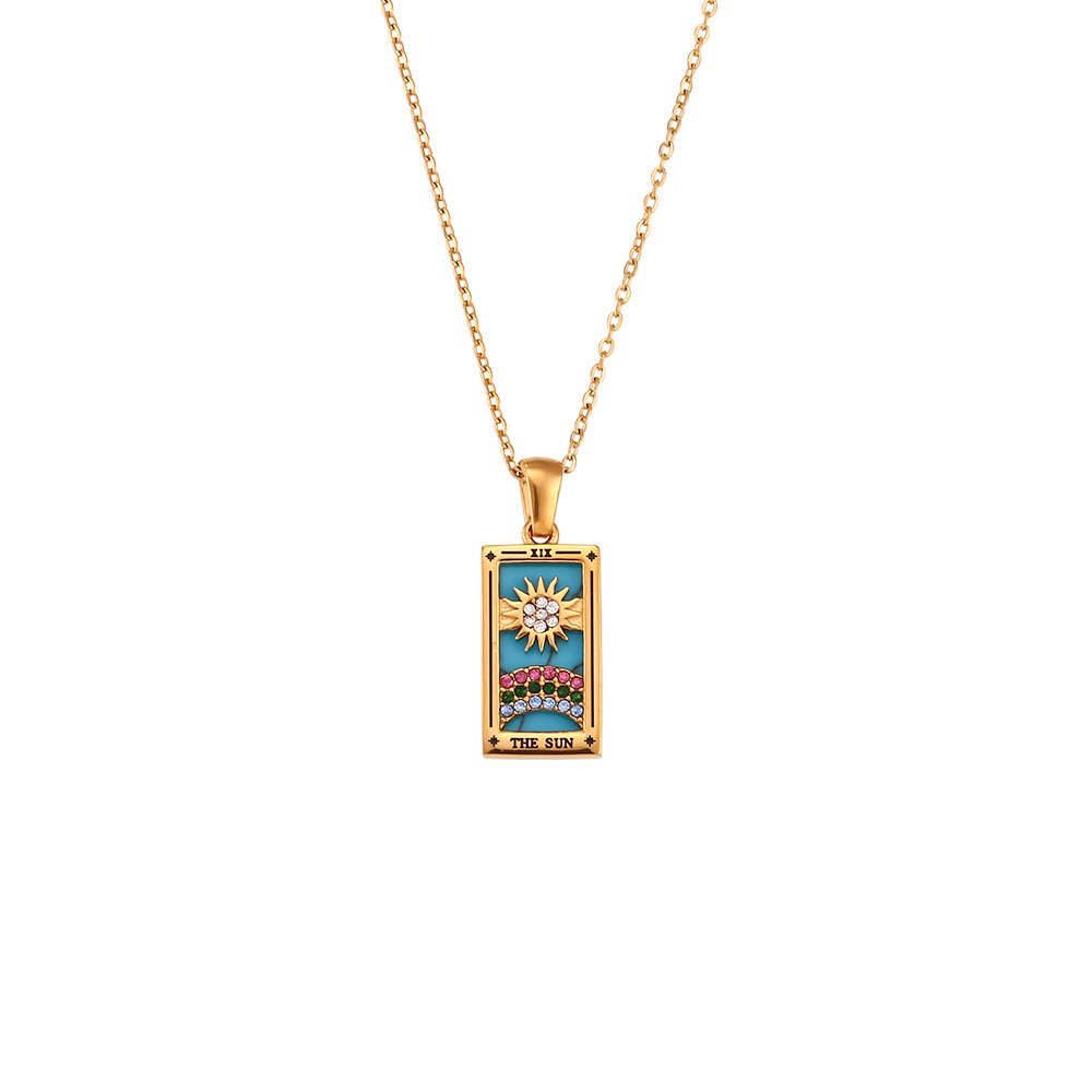 Colorful Gold Tarot Cards Necklaces